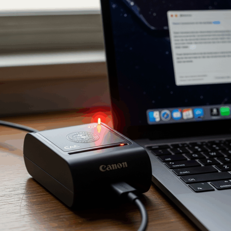 close up of cac smart card reader connected to mac with erro 20260331 094200